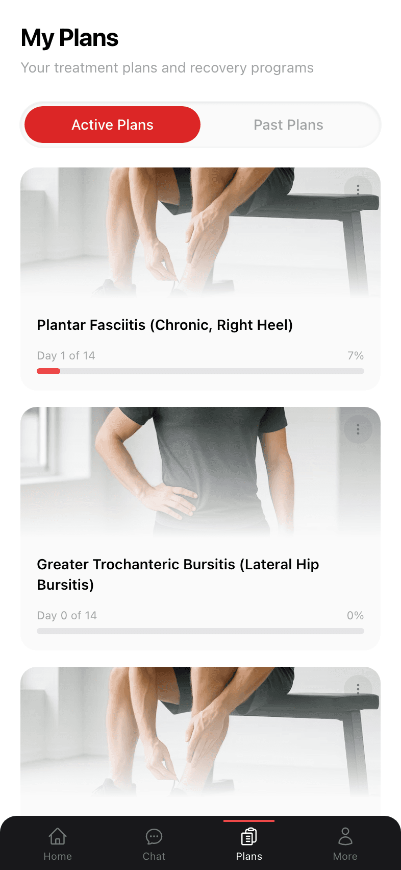 Plans page on the Active tab